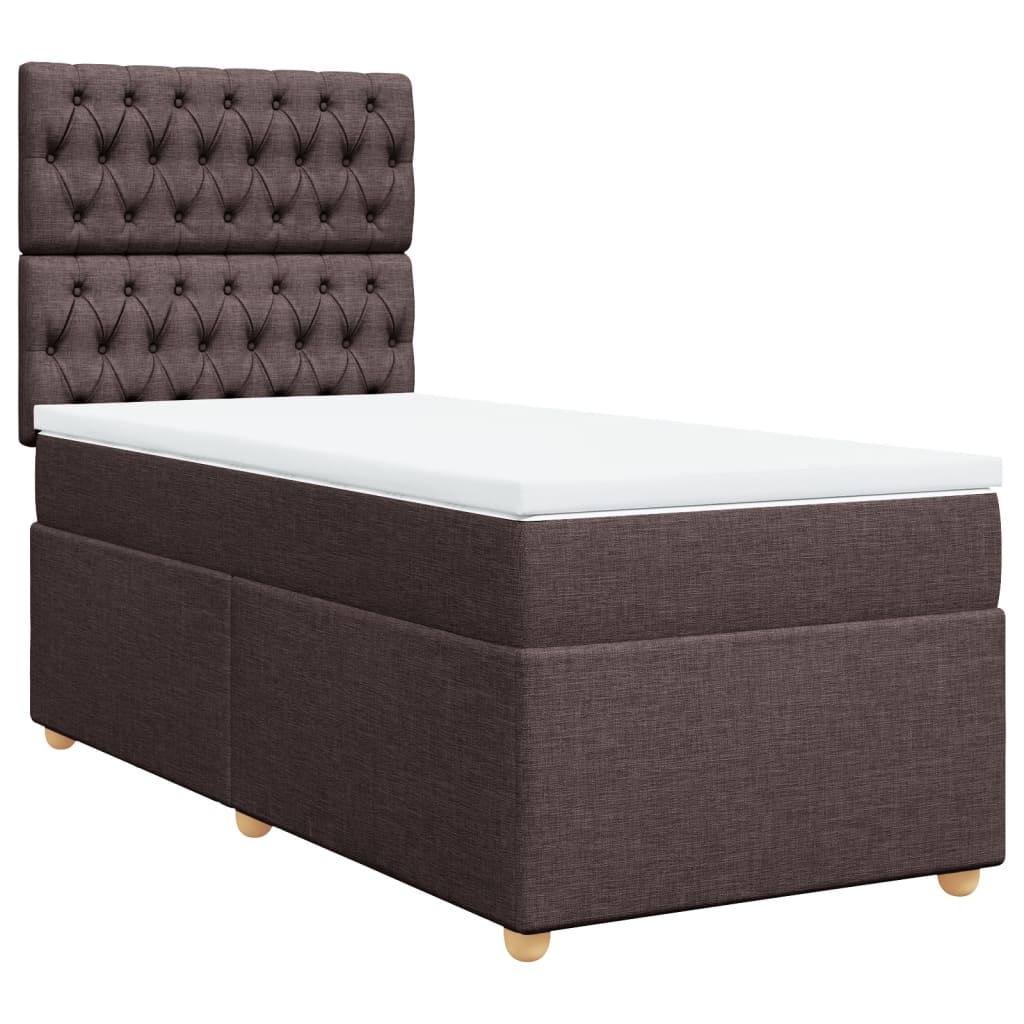 vidaXL Boxspring met matras stof donkerbruin 100x200 cm afbeelding