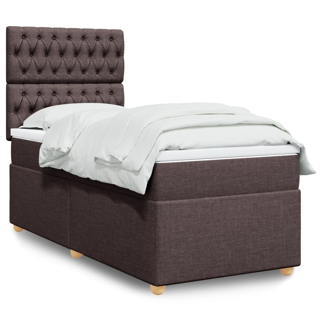 Boxspringbett mit Matratze Dunkelbraun 100×200 cm Stoff