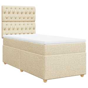 Box spring postel s matrací krémová 100 x 200 cm textil - obrázek 3
