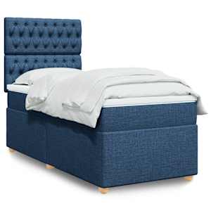 Box spring postel s matrací modrá 100 x 200 cm textil - obrázek 1
