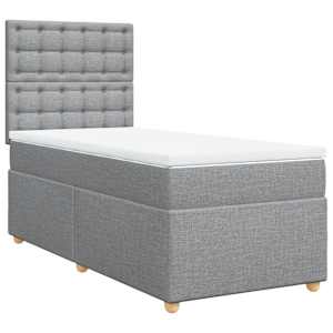 Box spring postel s matrací světle šedý 100 x 200 cm textil - obrázek 3