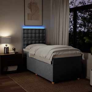 Box spring postel s matrací světle šedý 100 x 200 cm textil - obrázek 4