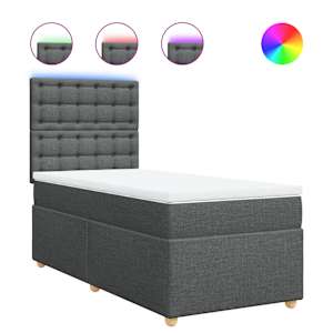 Box spring postel s matrací tmavě šedá 100 x 200 cm textil - obrázek 2