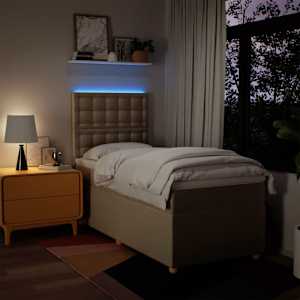 Box spring postel s matrací krémová 100 x 200 cm textil - obrázek 4