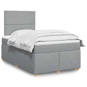 Boxspring postelja z vzmetnico svetlo siva 120x190 cm blago