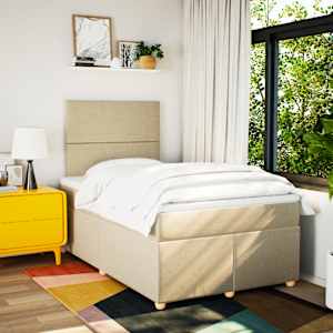 Box spring postel s matrací krémová 120x190 cm textil - obrázek 5