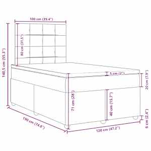 Box spring postel s matrací světle šedá 120x190 cm textil - obrázek 18