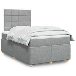 Boxspring postelja z vzmetnico svetlo siva 120x190 cm blago