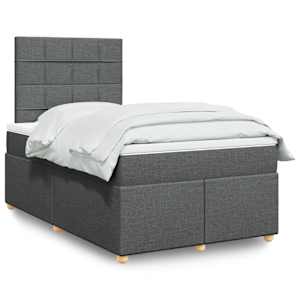Box spring postel s matrací tmavě šedá 120x190 cm textil - obrázek 1