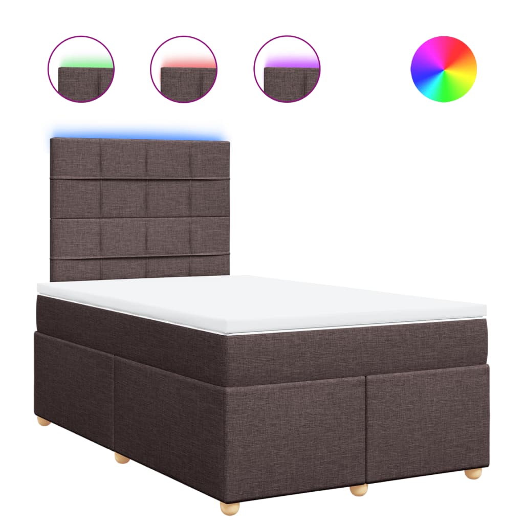 vidaXL Box spring postel s matrací tmavě hnědá 120x190 cm textil