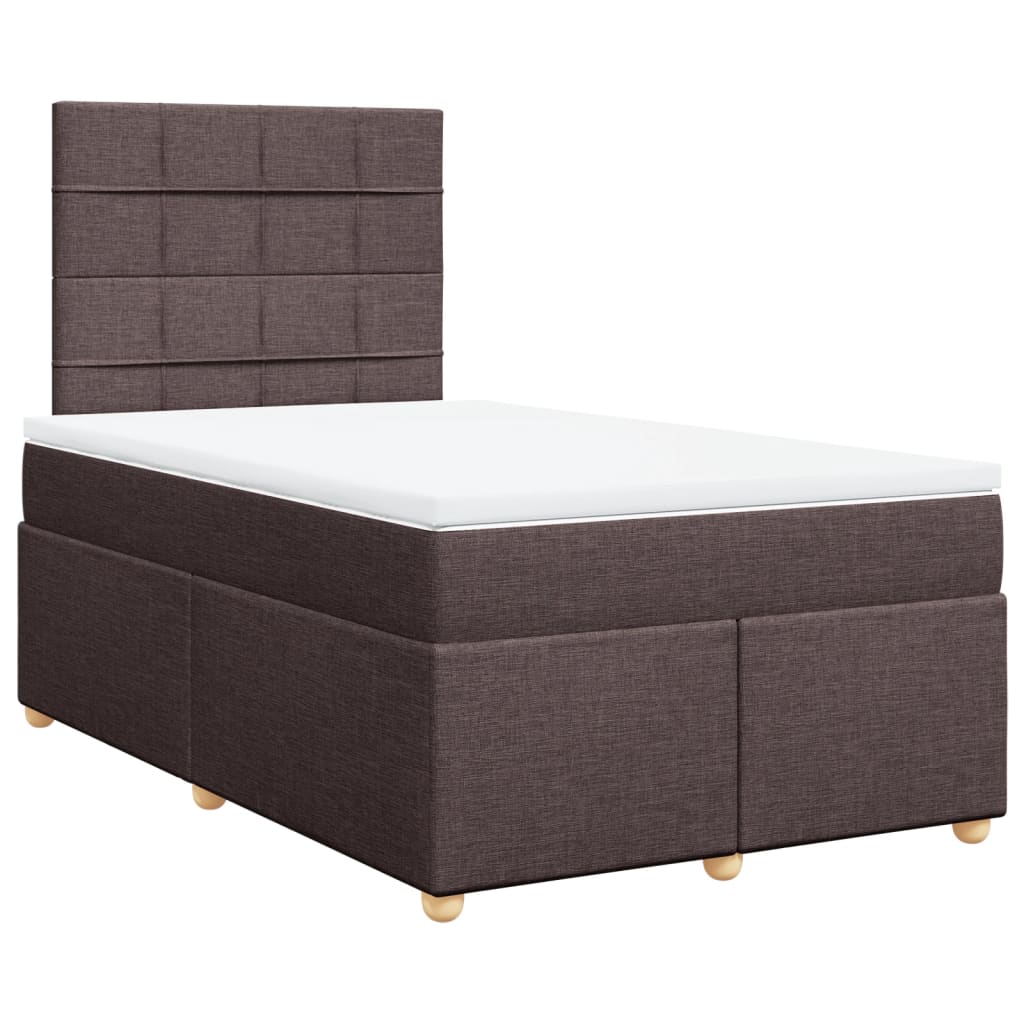 vidaXL Boxspring met matras stof donkerbruin 120x190 cm afbeelding