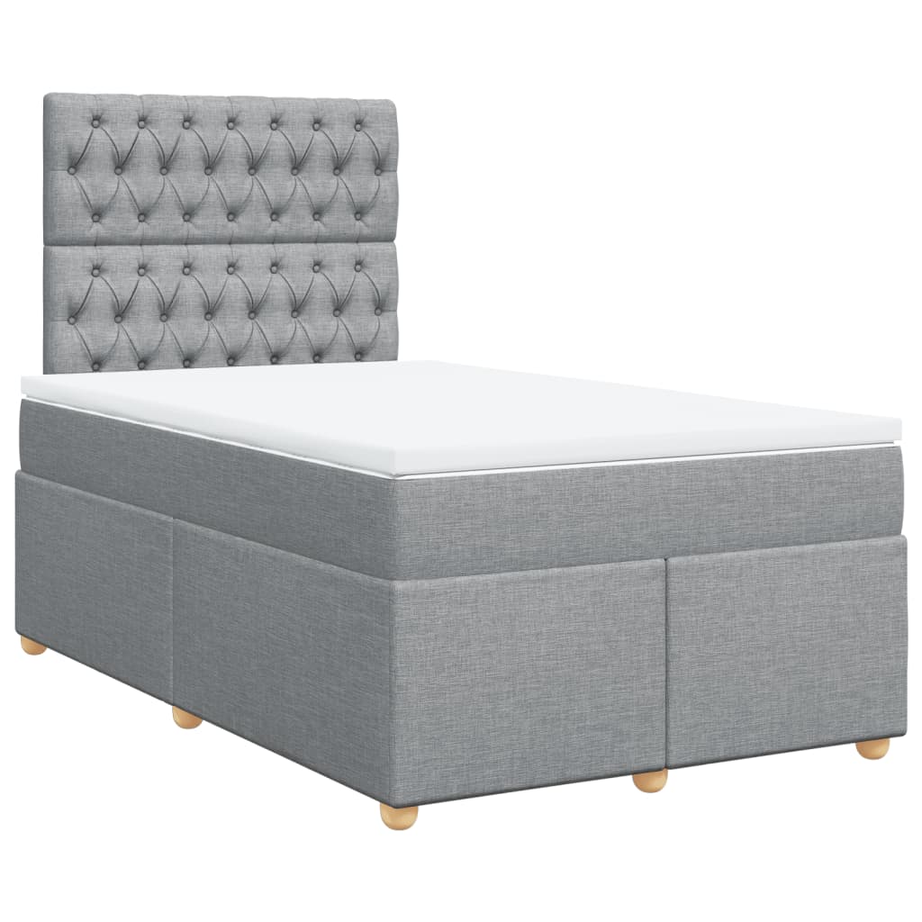 vidaXL Boxspring met matras stof lichtgrijs 120x190 cm afbeelding