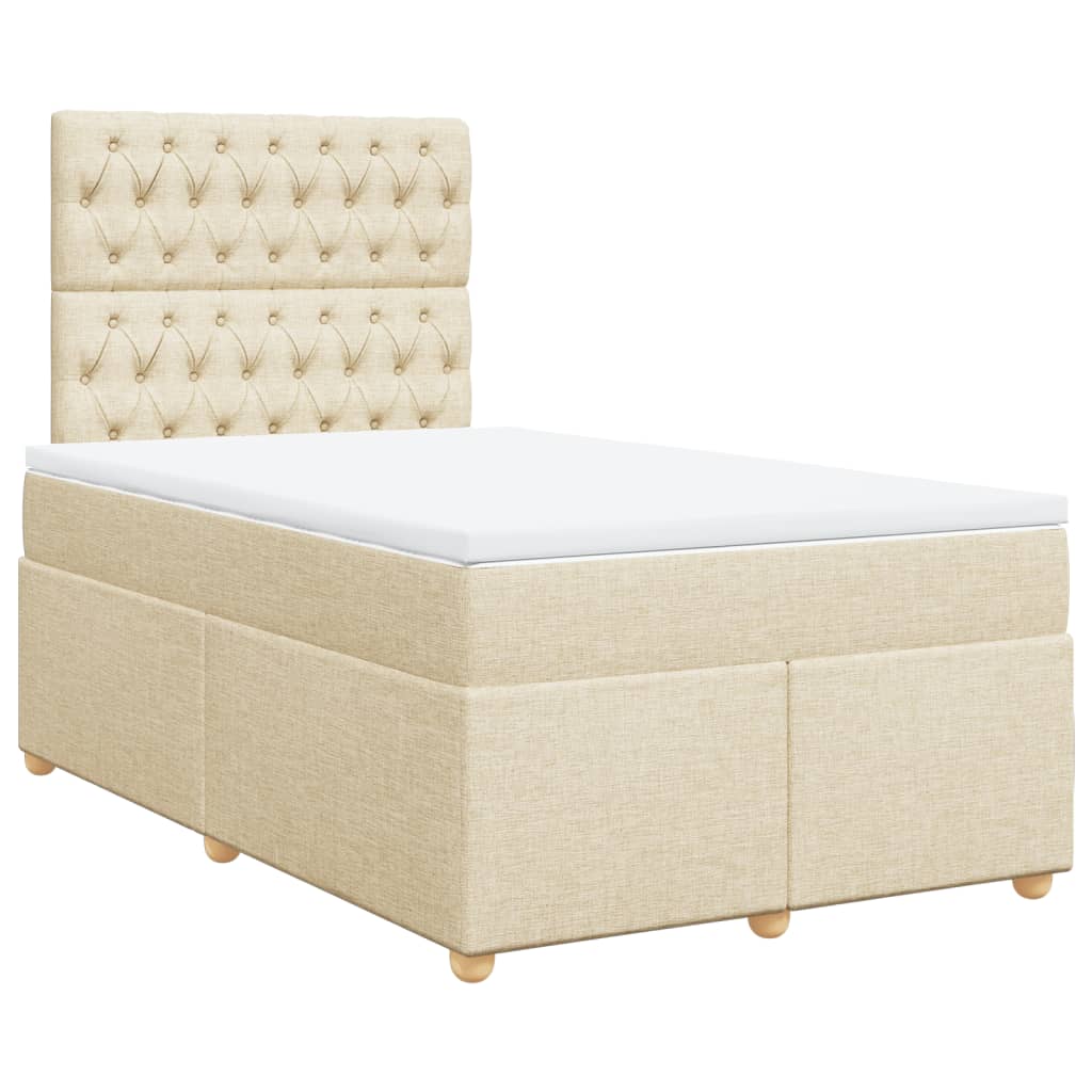 vidaXL Boxspring met matras stof crèmekleurig 120x190 cm afbeelding