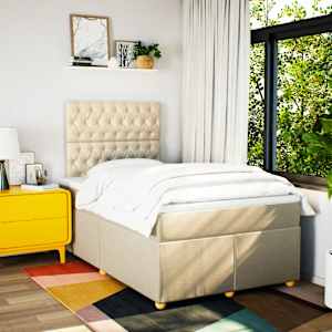 Box spring postel s matrací krémová 120x190 cm textil - obrázek 5