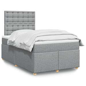 Boxspring postelja z vzmetnico svetlo siva 120x190 cm blago