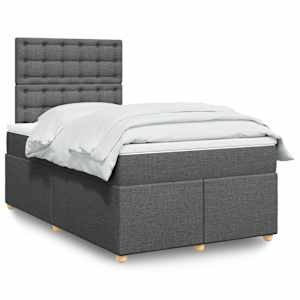 Box spring postel s matrací tmavě šedá 120x190 cm textil - obrázek 1