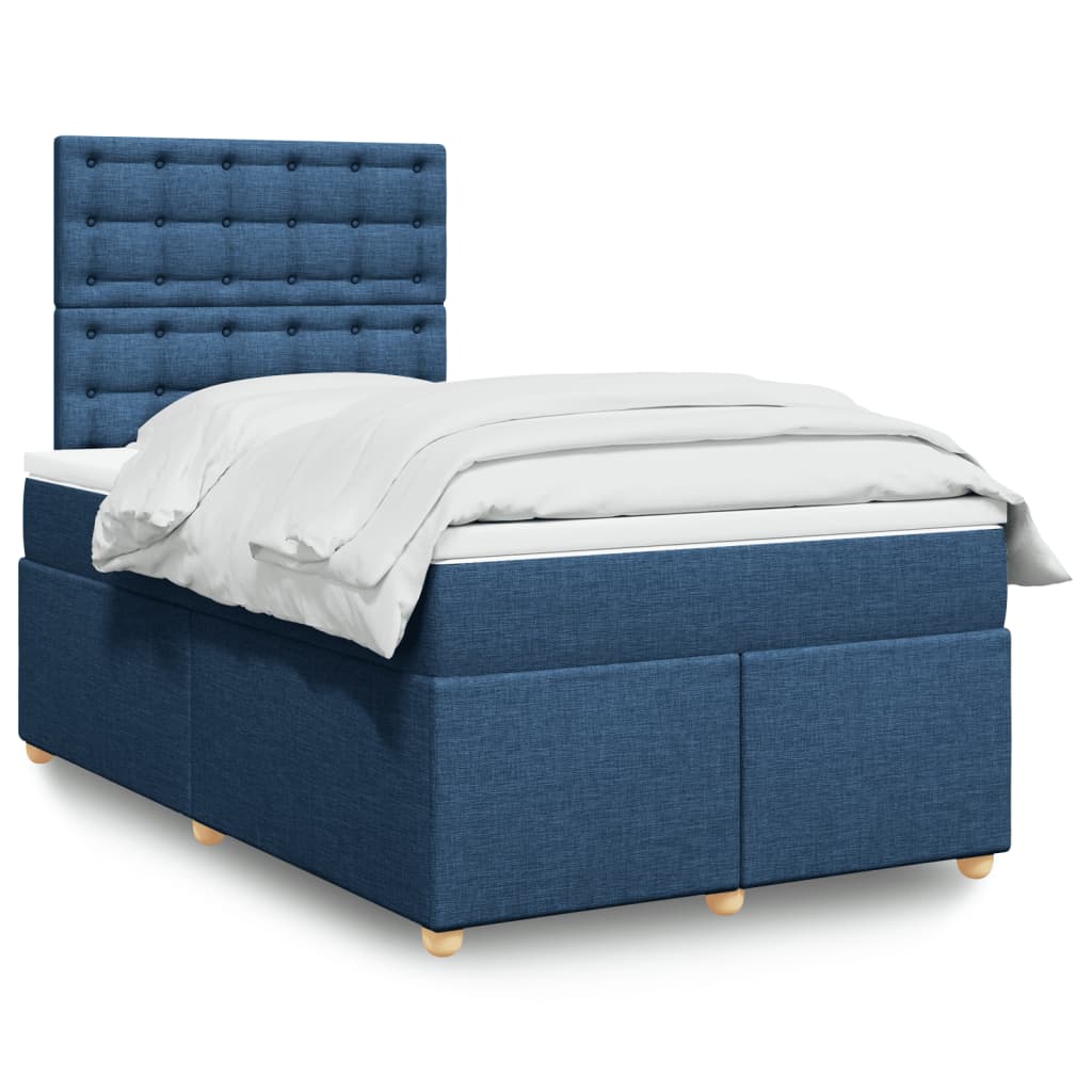 Boxspringbett mit Matratze Blau 120×190 cm Stoff