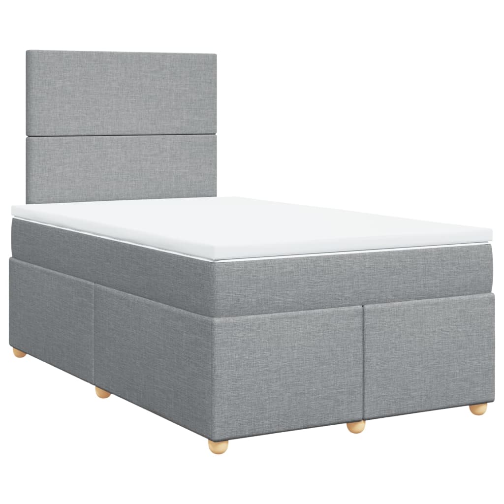 vidaXL Boxspring met matras stof lichtgrijs 120x200 cm afbeelding