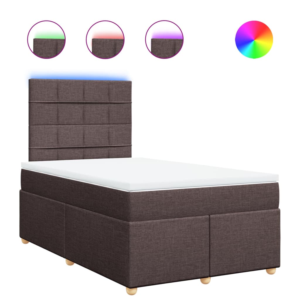vidaXL Boxspring met matras stof donkerbruin 120x200 cm bruin, foto 3