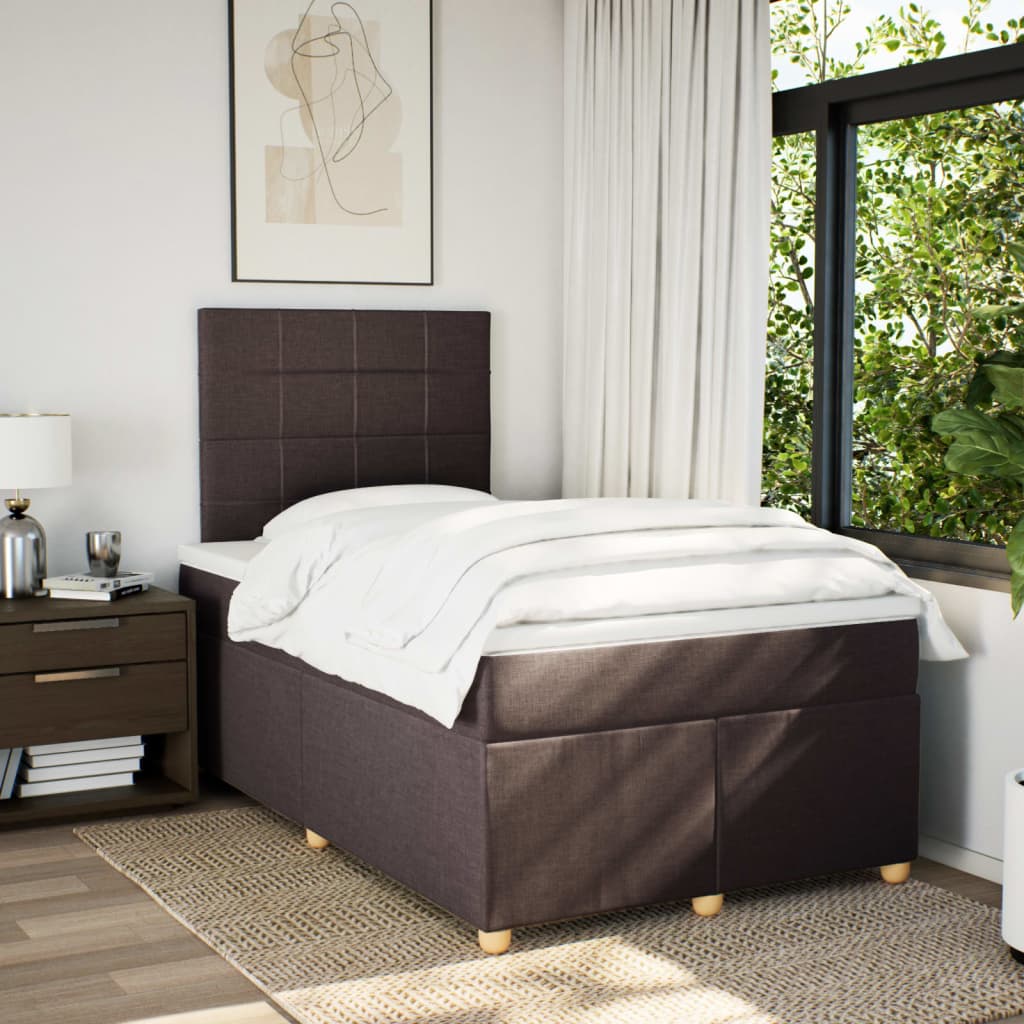 vidaXL Boxspring met matras stof donkerbruin 120x200 cm bruin, foto 4