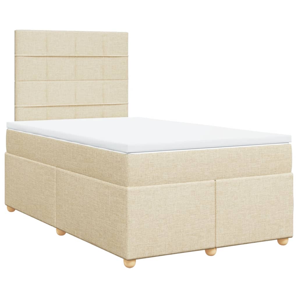 vidaXL Boxspring met matras stof crèmekleurig 120x200 cm afbeelding