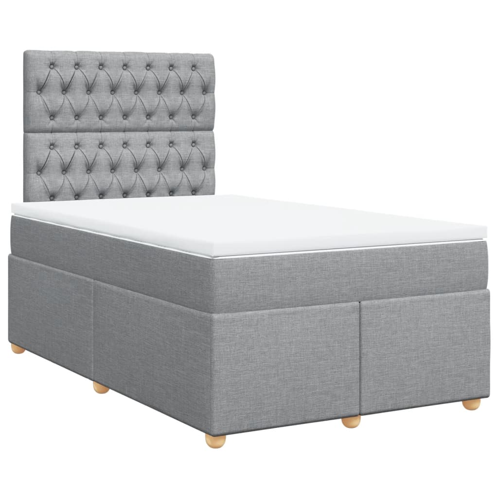 vidaXL Boxspring met matras stof lichtgrijs 120x200 cm afbeelding