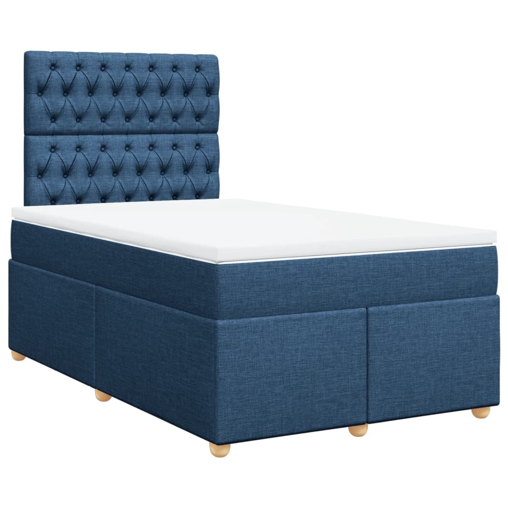vidaXL Boxspring met matras stof blauw 120x200 cm afbeelding