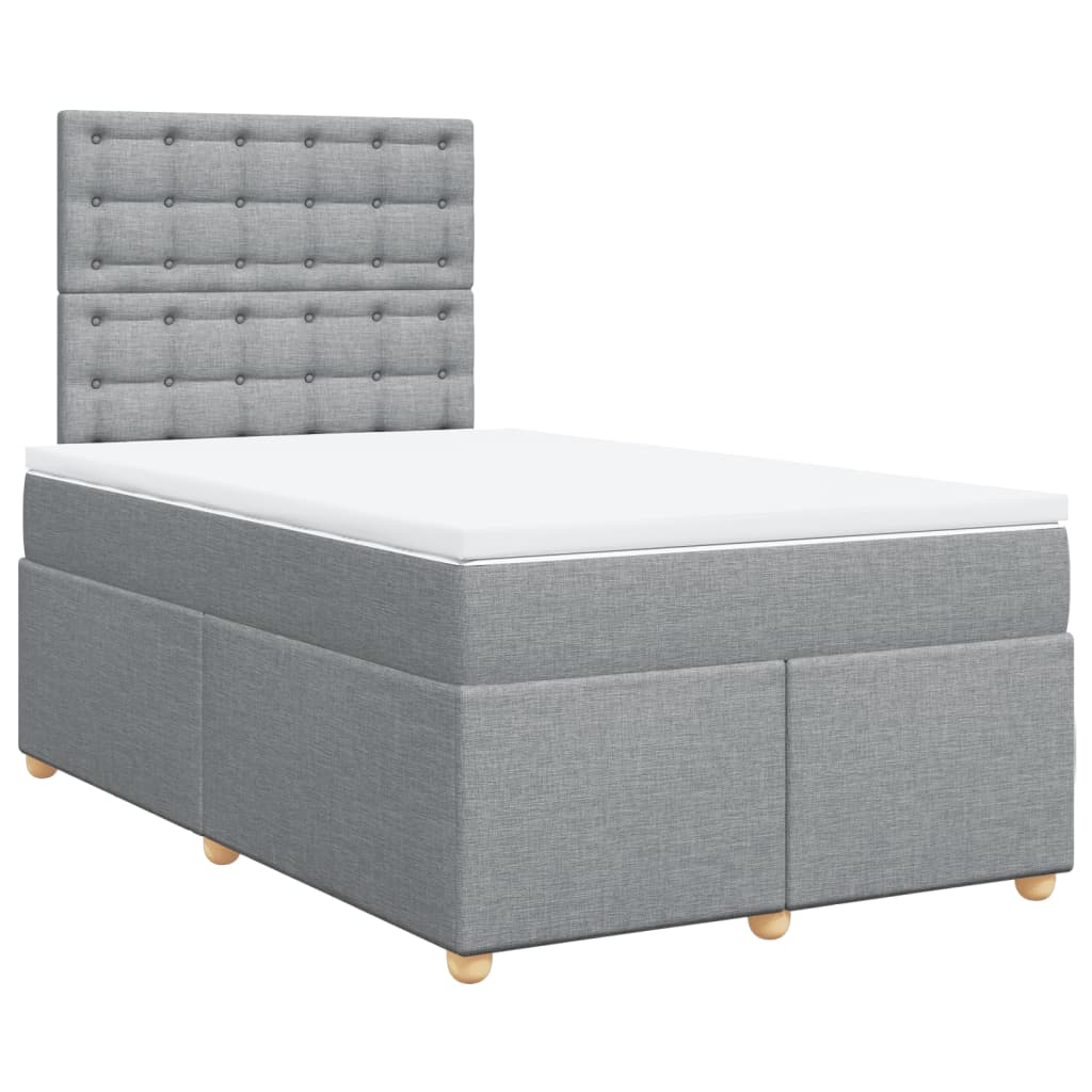vidaXL Boxspring met matras stof lichtgrijs 120x200 cm afbeelding