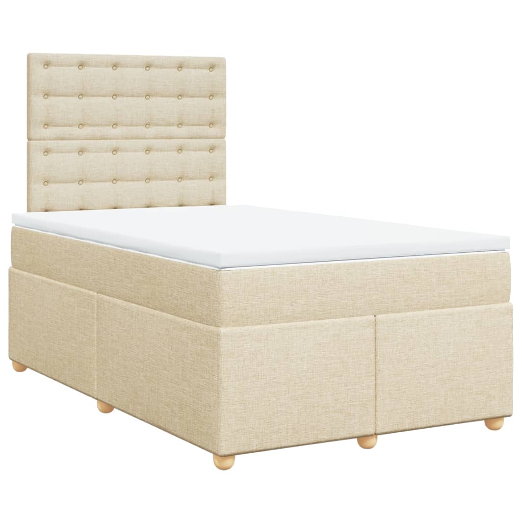 vidaXL Boxspring met matras stof crèmekleurig 120x200 cm afbeelding