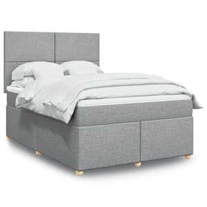 Box spring posteljni z vzmetnico svetlo siv 140x190 cm blago