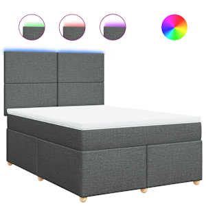 Box spring postel s matrací tmavě šedý 140 x 190 cm textil - obrázek 2