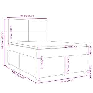 Box spring postel s matrací tmavě šedý 140 x 190 cm textil - obrázek 18