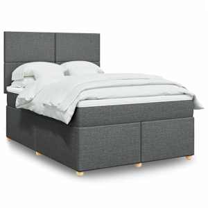 Box spring postel s matrací tmavě šedý 140 x 190 cm textil - obrázek 1