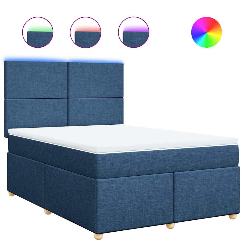 Thumbnail - vidaXL Boxspringbett mit Matratze Blau 140x190 cm Stoff