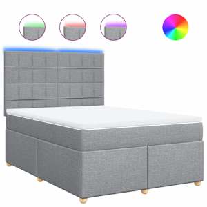 Box spring postel s matrací světle šedá 140 x 190 cm textil - obrázek 2