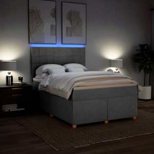 Box spring postel s matrací světle šedá 140 x 190 cm textil - obrázek 4