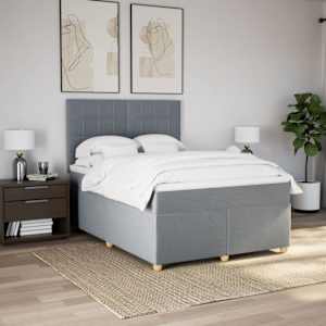 Box spring postel s matrací světle šedá 140 x 190 cm textil - obrázek 5