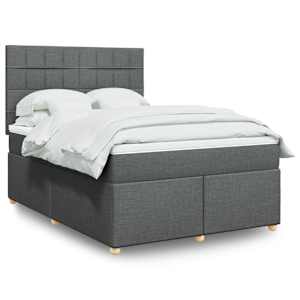 Box spring postel s matrací tmavě šedý 140 x 190 cm textil - obrázek 1