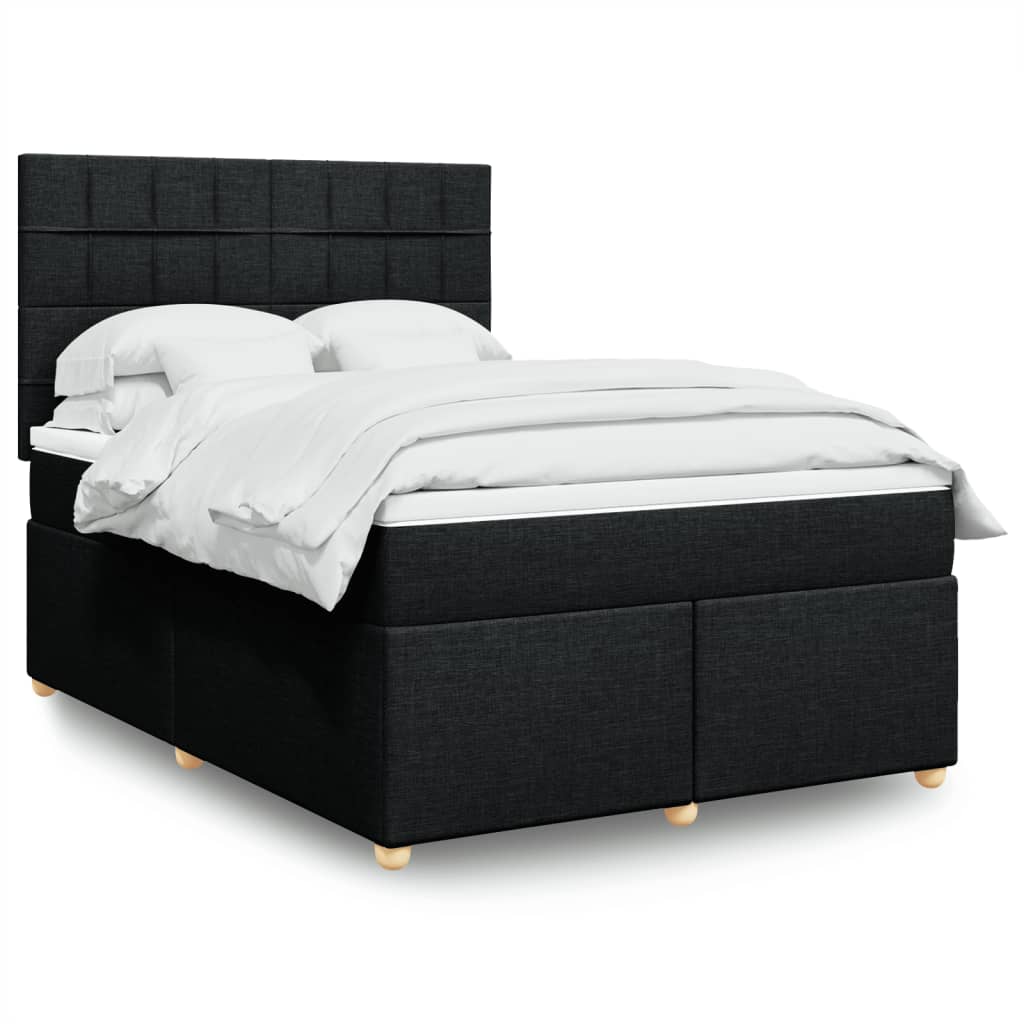 Boxspringbett mit Matratze Schwarz 140×190 cm Stoff