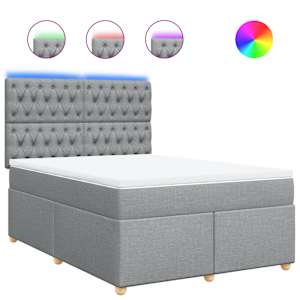 Box spring postel s matrací světle šedá 140 x 190 cm textil - obrázek 2