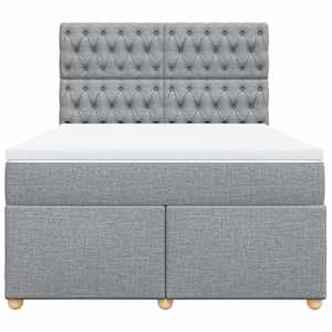 Box spring postel s matrací světle šedá 140 x 190 cm textil - obrázek 6
