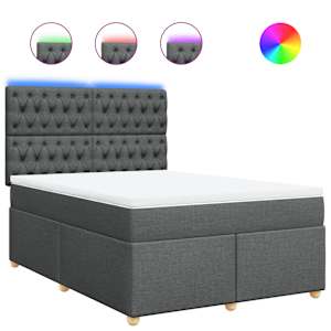 Box spring postel s matrací tmavě šedý 140 x 190 cm textil - obrázek 2
