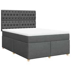 Box spring postel s matrací tmavě šedý 140 x 190 cm textil - obrázek 3