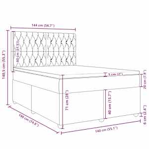 Box spring postel s matrací tmavě šedý 140 x 190 cm textil - obrázek 18