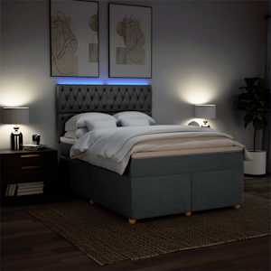 Box spring postel s matrací tmavě šedý 140 x 190 cm textil - obrázek 4
