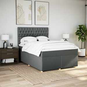 Box spring postel s matrací tmavě šedý 140 x 190 cm textil - obrázek 5