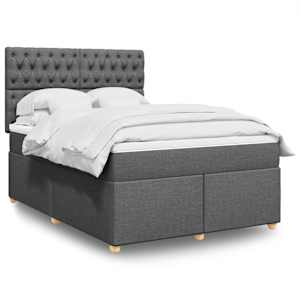 Box spring postel s matrací tmavě šedý 140 x 190 cm textil - obrázek 1