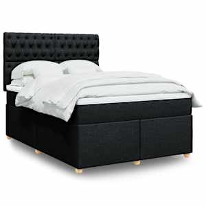 Box spring postel s matrací černá 140 x 190 cm textil - obrázek 1