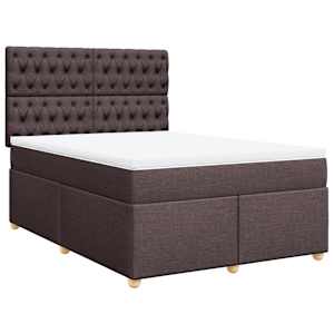 Box spring postel s matrací tmavě hnědá 140x190 cm textil - obrázek 3