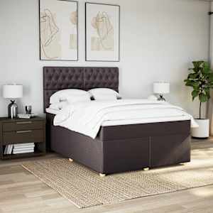 Box spring postel s matrací tmavě hnědá 140x190 cm textil - obrázek 5